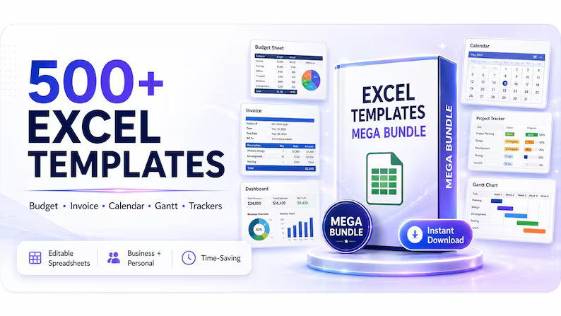 500+ Excel Templates Mega Bundle