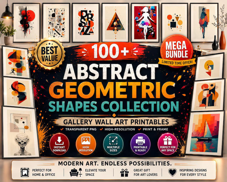 Abstract Geometric Shapes Set of 100