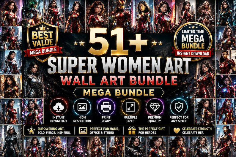 Girl Power Art Prints Superhero Women Decor
